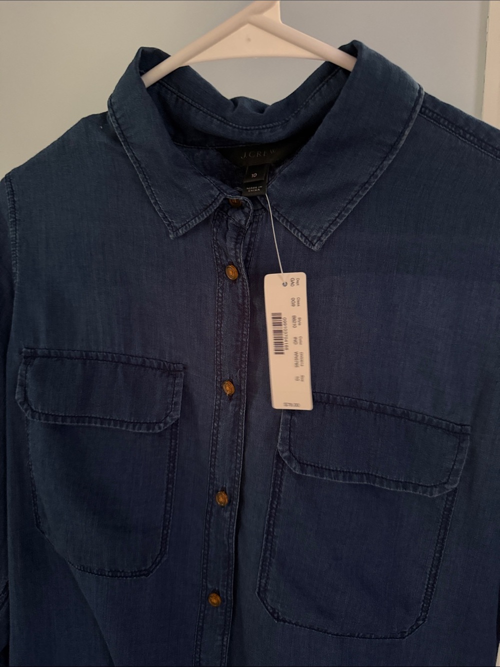 J. CREW indigo cotton gauze button front shirt NEW NWT Size 10 - Picture 4 of 6